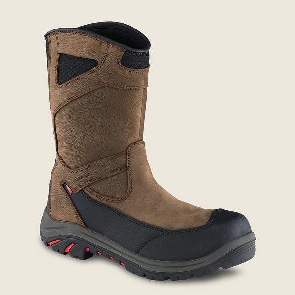 Red Wing Safety Bot Erkek - Trades - 10-Inch Waterproof Toe Pull-On - Kahverengi/Siyah - 37PEMSGHD